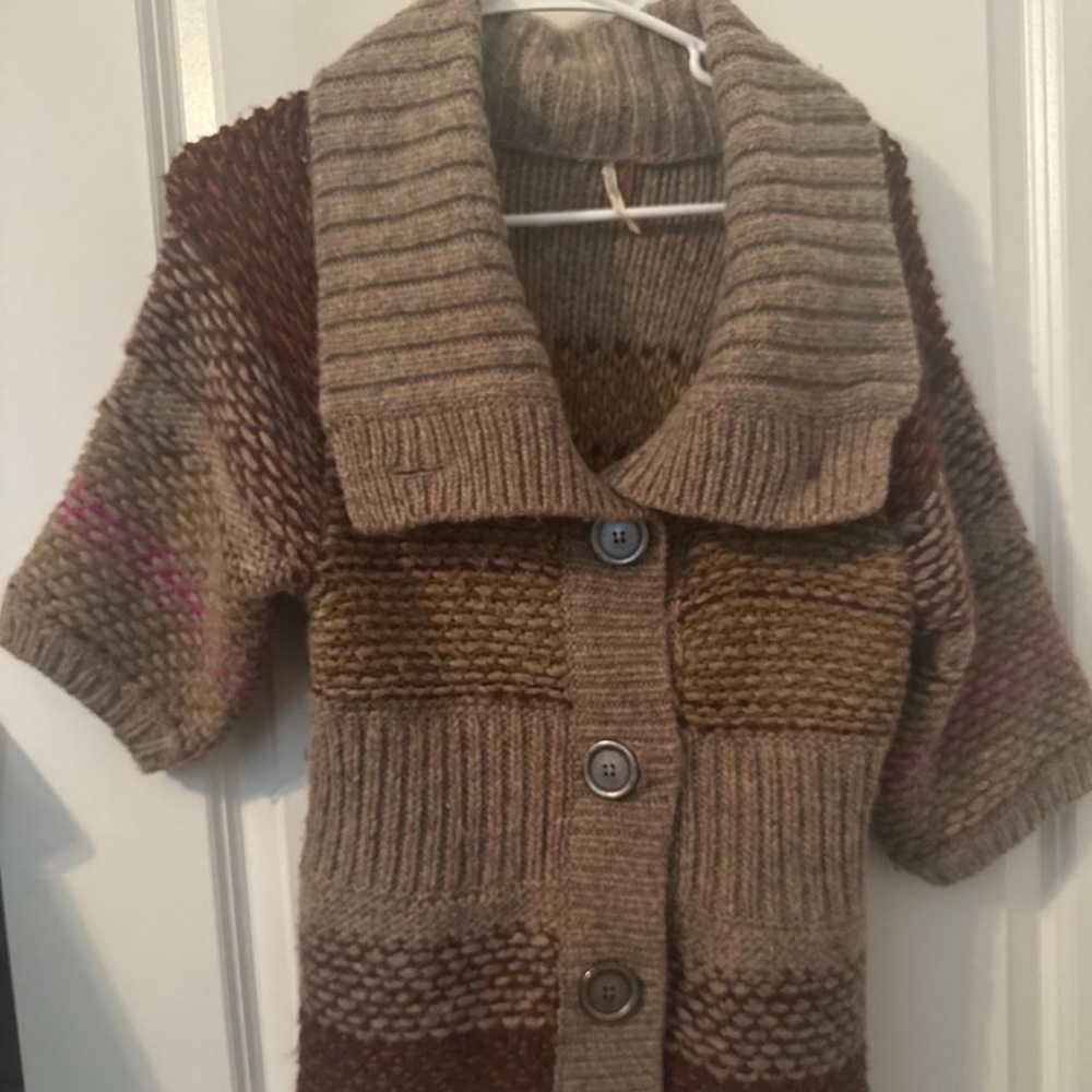 Free People Knit Sweater in Gray and Brown